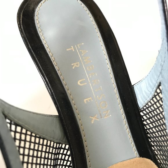 Lambertson Truex Reiko Heels Pumps Womens 36 6 Black Slingback Open Toe Leather - Picture 4 of 10